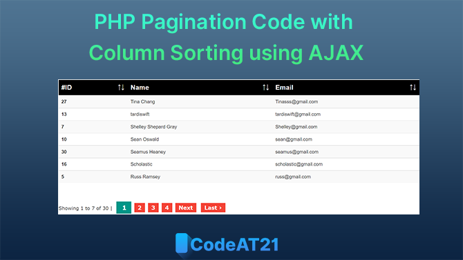 PHP Pagination Code with Column Sorting using AJAX
